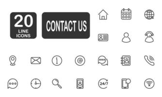 Set of icons for contact us. Outline icon. Vector eps10