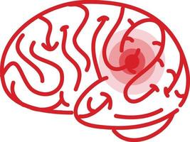 The brain has a red signal on white background vector