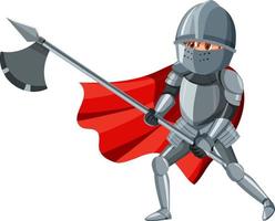 Medieval knight holding axe on white background vector