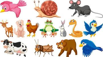 Set of isolated different animals vector