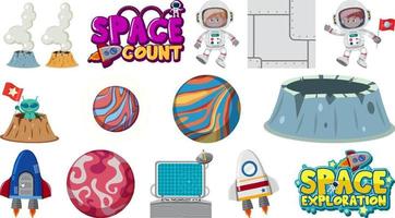 Isolated fantasy space game objects and elements set vector