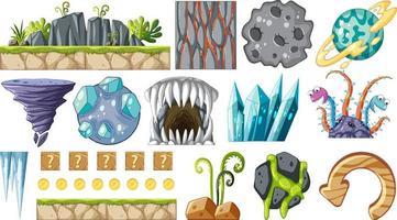 Set of isolated game objects and elements vector