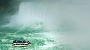 Barco das Cataratas do Niágara cujos ingressos podem ser comprados para poder ver as Cataratas de baixo video