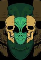 Skull with alien vector illustration