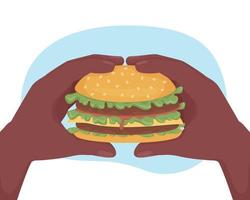 Fast food burger 2D vector isolated illustration