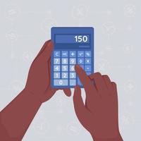 Calculating expenses flat color vector illustration