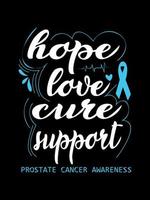 Hope Love Cure Support Prostate Cancer T shirt design, typography lettering merchandise design. vector