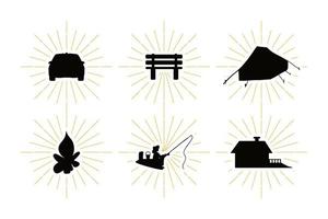 Country rest symbols set with leisure silhouettes vector