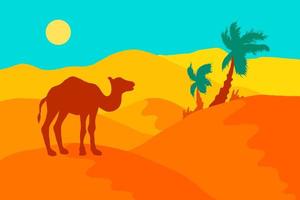 Sand Desert With Camel vector