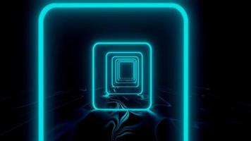 3D rendering futuristic dark room with neon photo