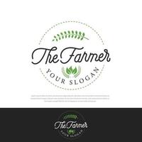 Green Farmer Logo Minimalist Agriculture logo design concept,farm badge symbol,icon,illustration vector