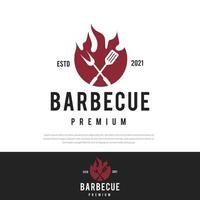 Barbecue Grilled logo design Delicious food bonfire illustration vector