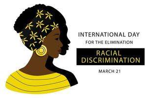 International Day for the elimination of Racial Discrimination march 21 banner concept. Template for background, card, poster with text inscription. Vector illustration.