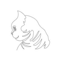 Head cat drawn by one line. Animal sketch. Continuous line drawing British or Scottish cat. Vector illustration in minimal style.