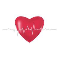 Vector illustration of a heart with a graph of heart rate isolated on white background.