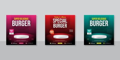 Restaurant food  promotion square web banner for social media mobile apps. vector