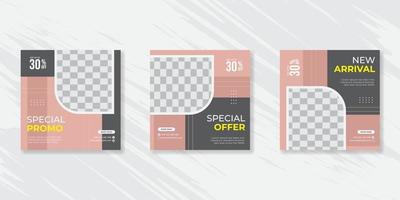 Minimalist promotion square web banner for social media vector