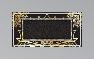 gold frame on wall in mandala style vector