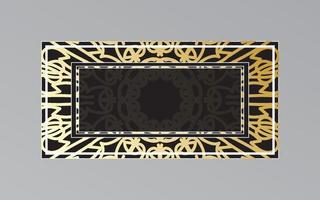 gold frame on wall in mandala style vector