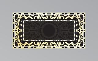 gold frame on wall in mandala style vector