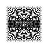 Happy new year 2022  in hand drawn indian ornament mandala vector