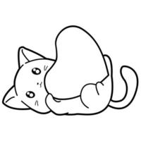 cat with heart cartoon outline vector