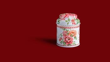 Christmas ceramic box for gift with floral pattern. photo