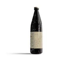Etiqueta de maqueta de botella de cerveza negra en blanco, aislada. maqueta de botella de bebida de alcohol oscuro concepto de oktoberfest.