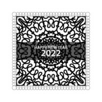 Happy new year 2022  in hand drawn indian ornament mandala vector