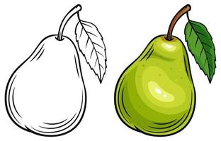 Fresh pear and silhouette on white background vector