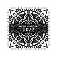 Happy new year 2022  in hand drawn indian ornament mandala vector
