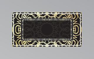 gold frame on wall in mandala style vector