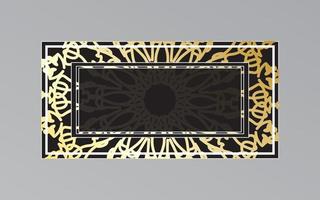 gold frame on wall in mandala style vector