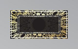 gold frame on wall in mandala style vector