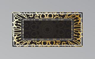 gold frame on wall in mandala style vector