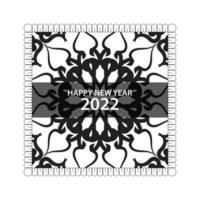 Happy new year 2022  in hand drawn indian ornament mandala vector