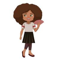 Fancy Little African American Girl with Curly Hair vector