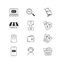 conjunto de iconos de línea vectorial relacionada con las compras. iconos de contorno. de iconos web para tienda online. vector