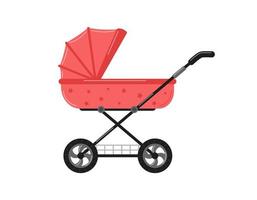 Baby stroller isolated. Pram for newborn, carriage fo little child. Vector object illustration on white background