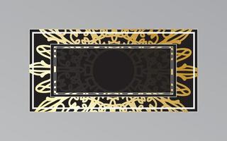 gold frame on wall in mandala style vector