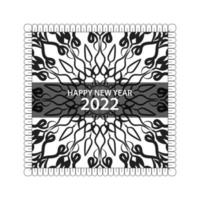 feliz año nuevo 2022 en mandala de adorno indio dibujado a mano vector