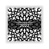 feliz año nuevo 2022 en mandala de adorno indio dibujado a mano vector