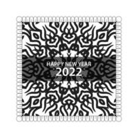 feliz año nuevo 2022 en mandala de adorno indio dibujado a mano vector