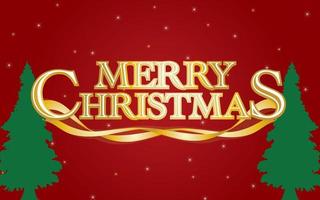 merry christmas everyone snow and trees background with letters and elements