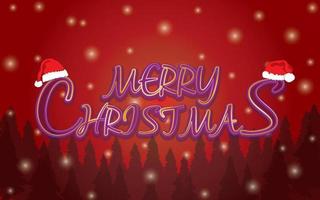 merry christmas everyone snow and trees background with letters and elements vector