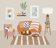 Modern living room interior with sofa vector