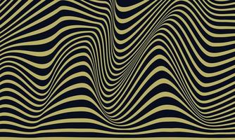 Abstract stripe background in black and yellow with wavy lines pattern. vector