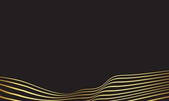 Fondo de rayas de lujo abstracto en negro y dorado con patrón de líneas onduladas. vector