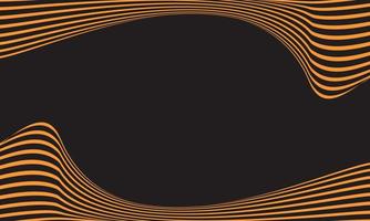 Fondo de rayas abstractas en negro y naranja con patrón de líneas onduladas. vector