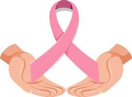 cinta rosa de concienciación sobre el cáncer de mama vector